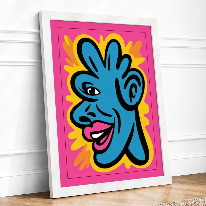 Blue Character Burst Eclectic - Framed Print, A1 - 84.1 x 59.4 cm, White