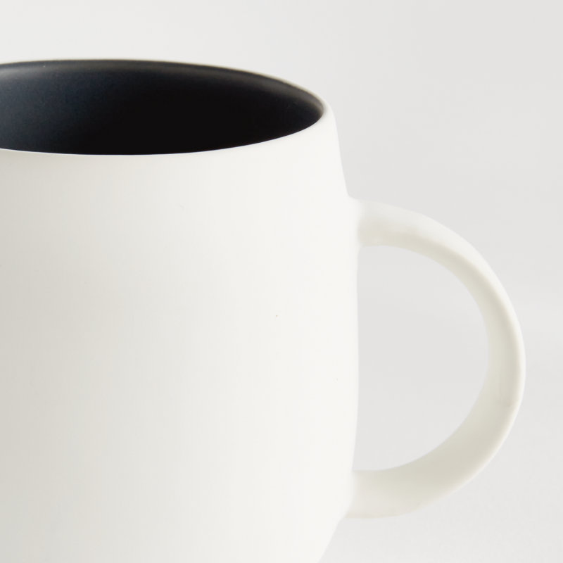 Ceramic Coffee Cup, White/Navy