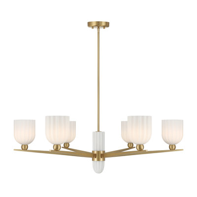 Dovran 6-Light Chandelier in Warm Brass
