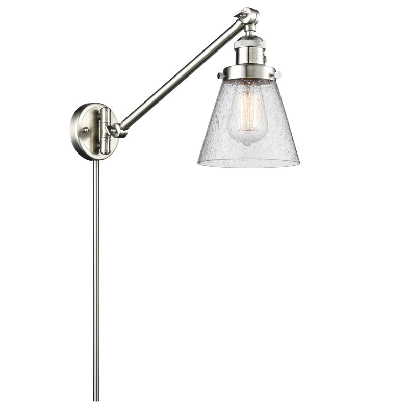 Pelkey Swing Arm Sconce, Seedy, 3.5 Watt Vintage LED Bulb, Brushed Satin Nickel
