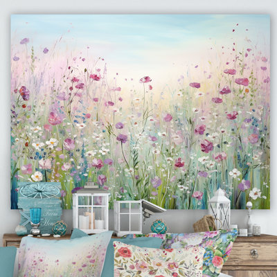 Wild Flowers Meadows On Canvas Print