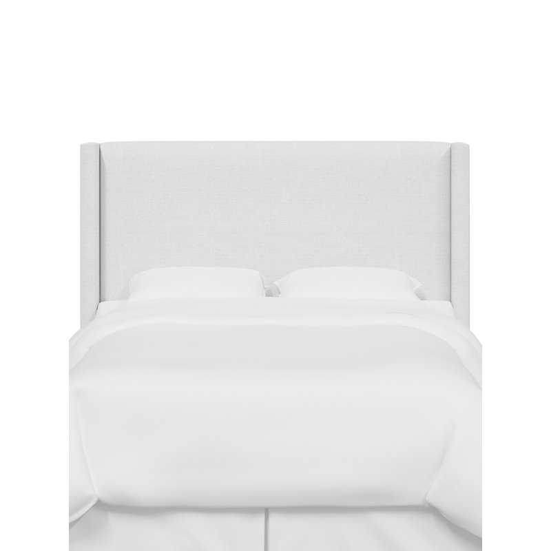 Hudson Upholstered Wingback Headboard, Twin, Slubby White Linen