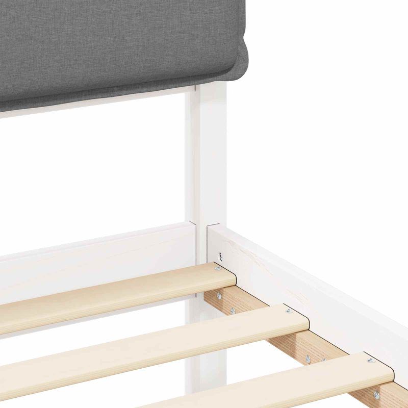 Solid Wood Bed Frame, Super King (6'), White/Light Grey