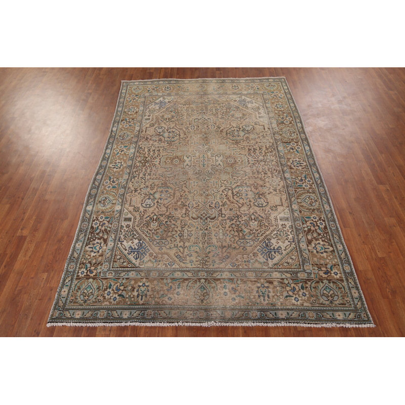 Distressed Geometric Traditional Area Rug 7x10