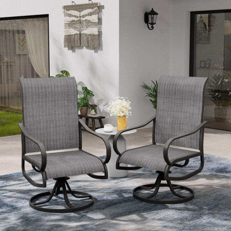 Fauteuil de patio extérieur en acier Angeli, Gris foncé