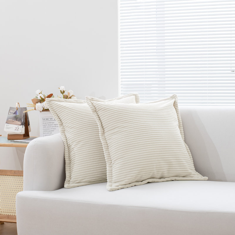 Ensemble de coussins décoratifs texturés à nervures avec insertions, beige, 18 po x 18 po, Beige, 24"×24