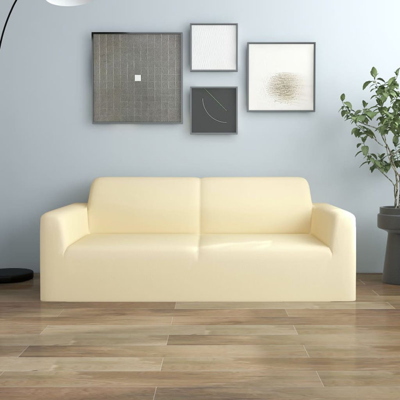 Box Cushion Loveseat Slipcover, Cream