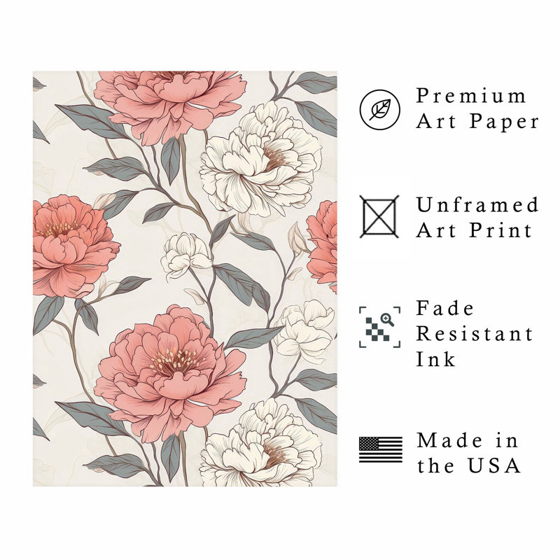 Impression florale sans cadre, H 20 po x l 16 po