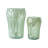 S/2 Decorative Green Glass Vases with Face Motifs