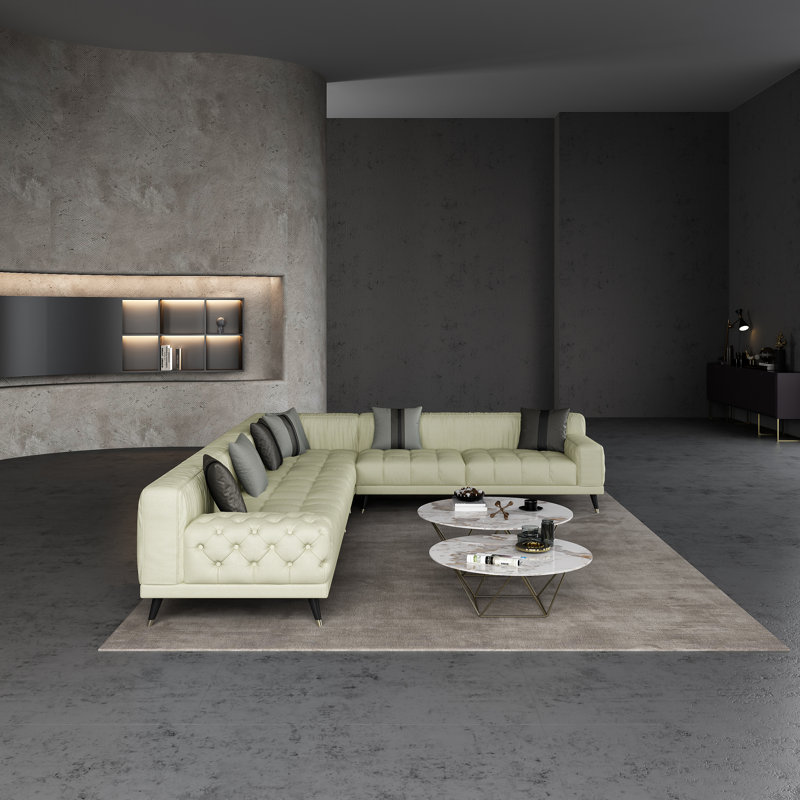 Modular Sectional, Off White Genuine Leather