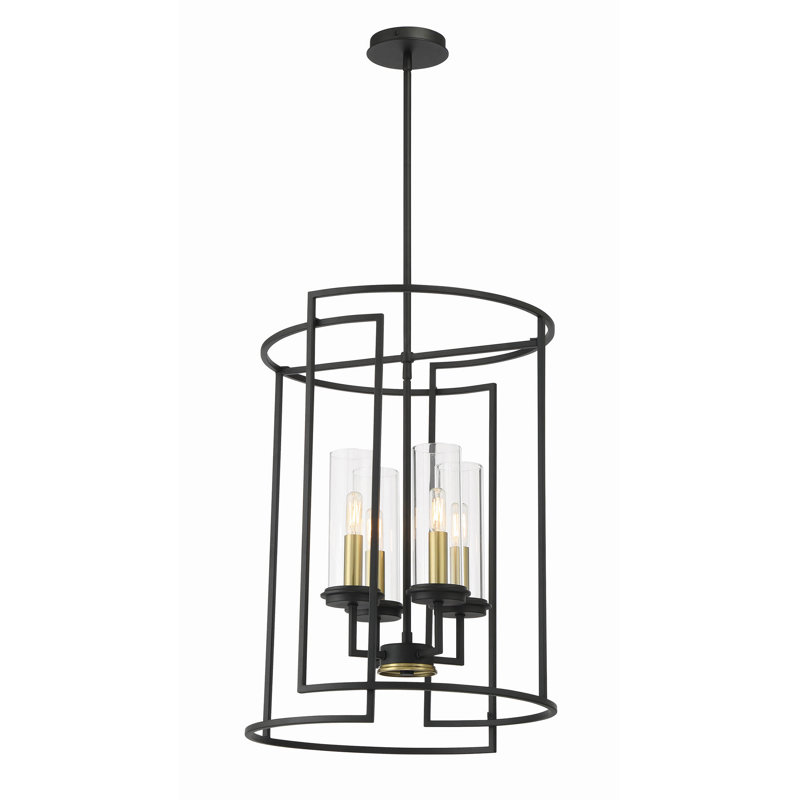 Luminaire suspendu géométrique 4 lumières sable / charbon doux