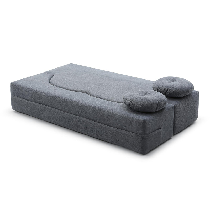 Canapé-lit 2 en 1 pliant avec coussin, canapé-lit simple, canapé-lit pour plancher et futon, canapé-lit pliant en mousse pour le salon, les invités, le bureau, un appartement, aucun assemblage requis, gris