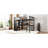 Queen Size Loft Bed Frame With Built-In Wardrobe, Metal Loft Bed With Desk And Storage Shelves, Black-693428628