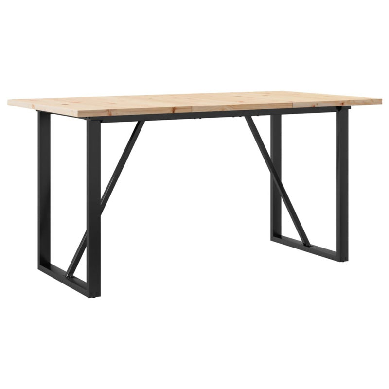 vidaXL Dining Table O-Frame Solid Wood Pine and Steel, 75.5cm H x 140cm L x 80cm W
