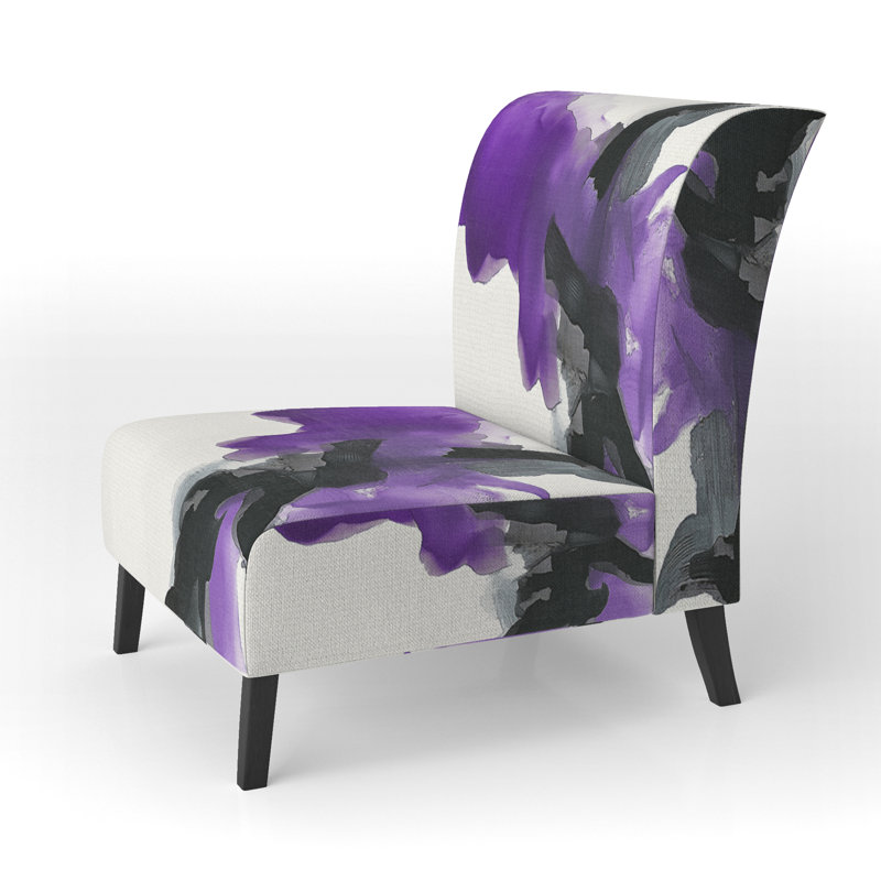 Fauteuil de chambre rembourré Geometric IV, Mauve / noir / blanc