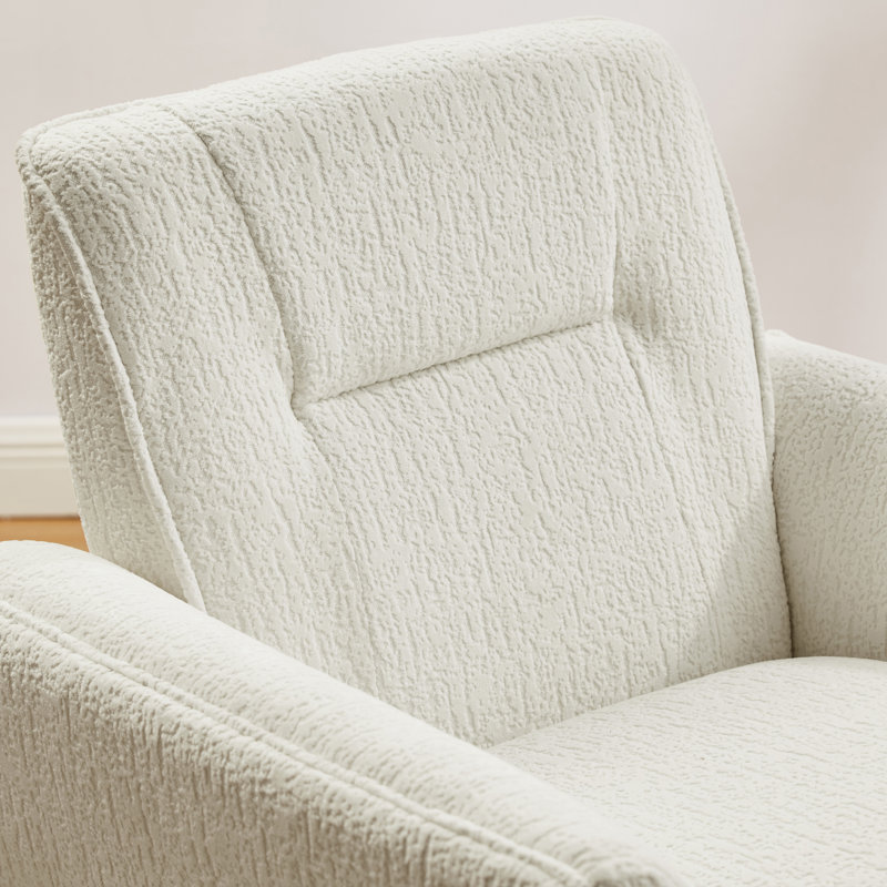 Robertia 32.68" W Upholstered Tufted Armchair, White Fabric