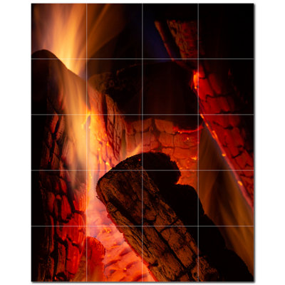 Fire Photo 8'' x 8'' Satin Ceramic Decorative Mural