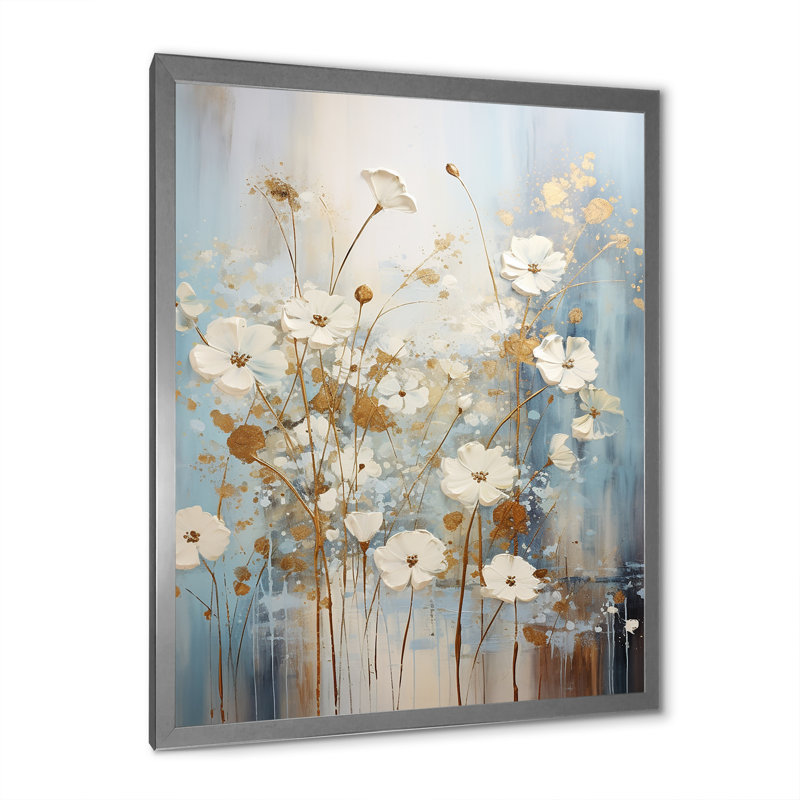 Fleurs botaniques sauvages sur toile, H 20 po x l 12 po x P 1 po, Cadre simple argenté