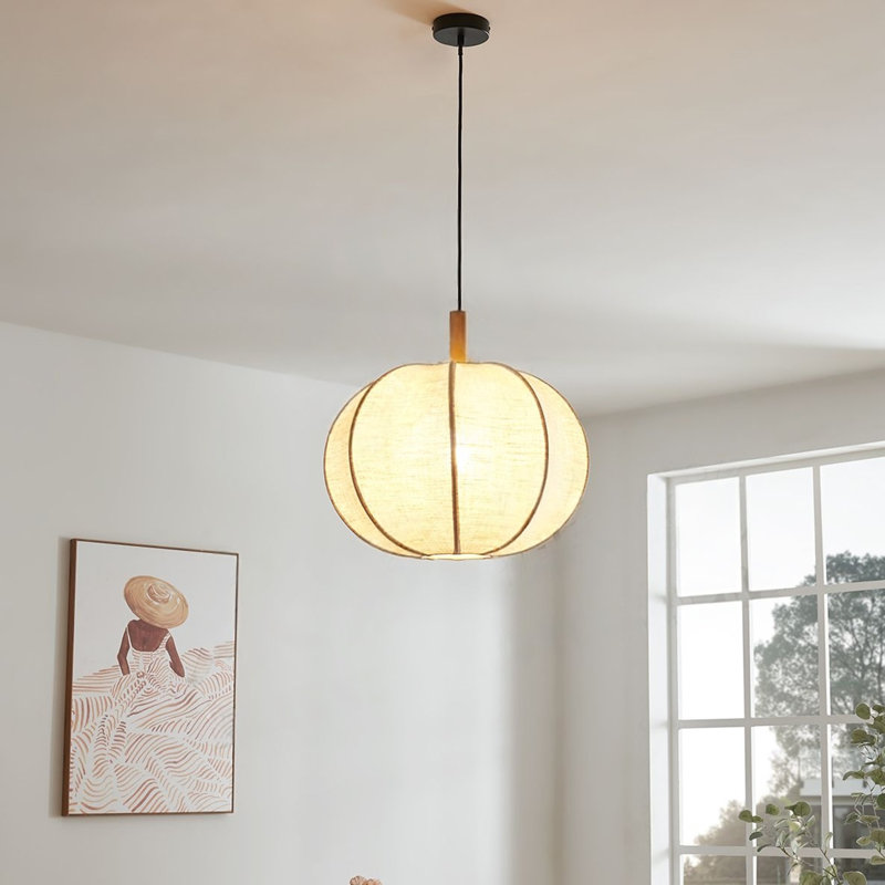 Luminaire suspendu en forme de citrouille 1 lumière Wynogène Haddington pour cuisine, salle à manger, entrée