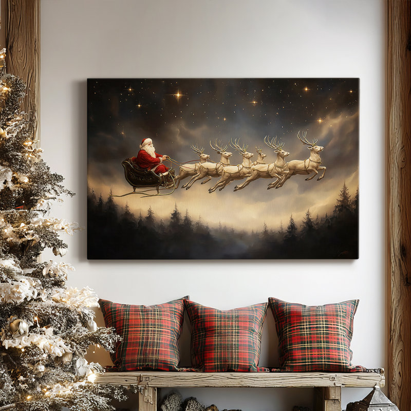 «Warm Lantern Carols at Midnight», toile tendue avec châssis de qualité supérieure, H 18 po x l 12 po