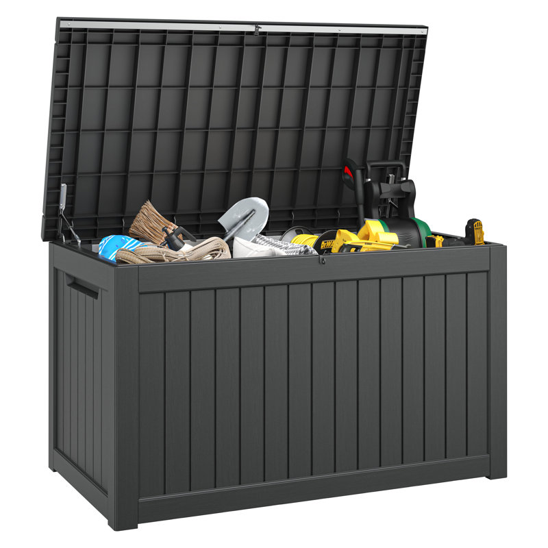 Boîte de rangement en résine imperméable durable 57,9 "l 230 gallons, Noir, noir, noir, noir