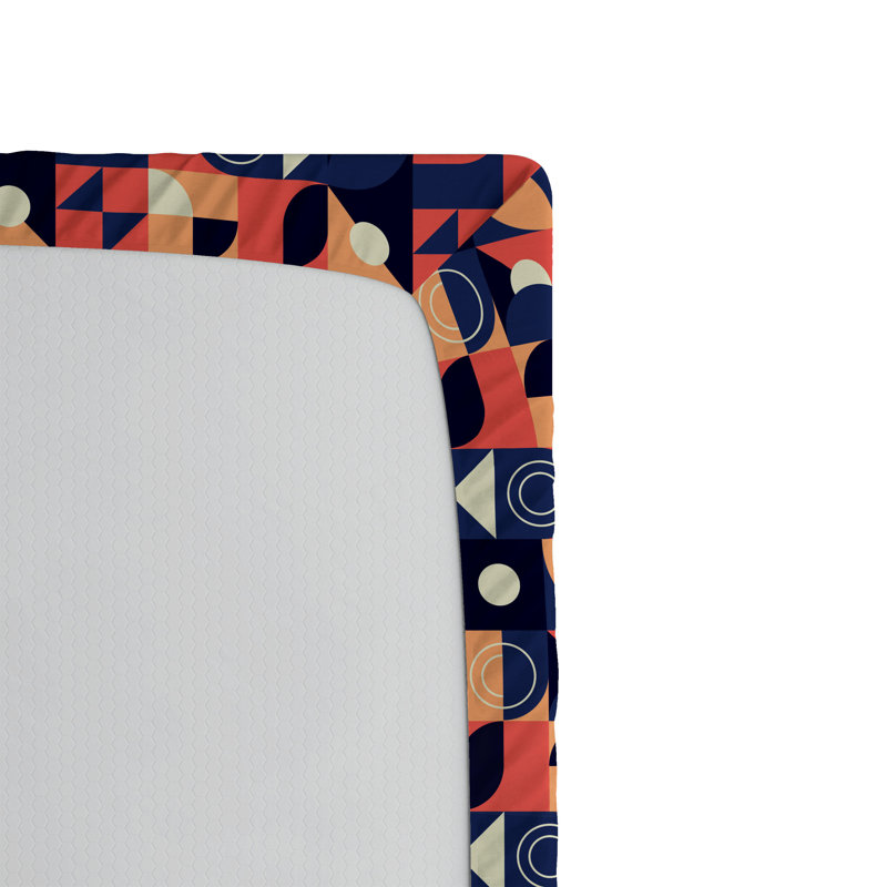 Drap-housse Ambesonne, Terre de Sienne brûlée, indigo / géométrique, Drap-housse grand