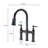 Matte Black Pull-Down Kitchen Faucet - Dual Handle Switch For Fine-Tuned Water Flow And Temperature 360 Rotating High Nozzle Expanded Cleaning Surface Brass Material Durability With Feature Handles-374165911