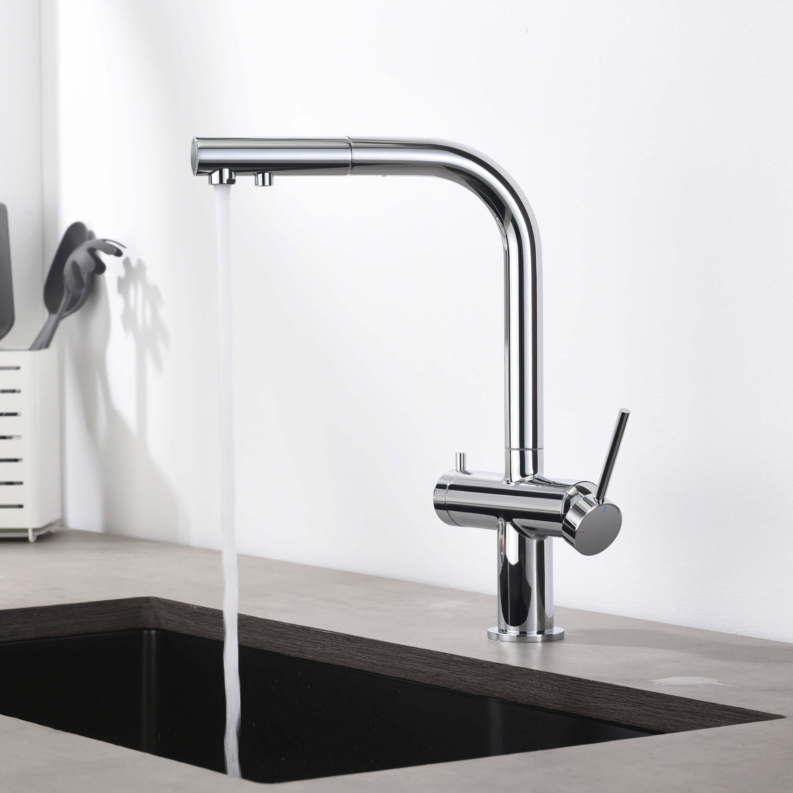 KIBI Circular 2-in-1 Pull-Out Faucet, Chrome