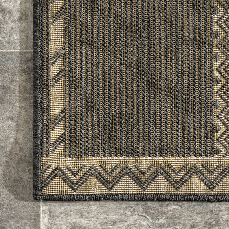 Tapis intérieur / extérieur géométrique pour patio Karder, Rectangle 9 pi 6 po x 12 pi