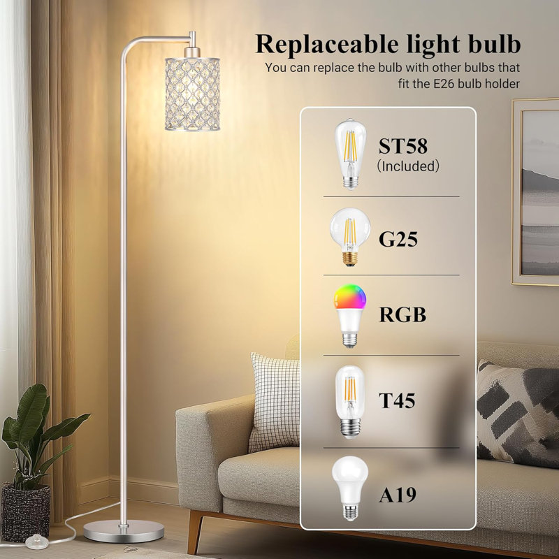 Modern Standing Lamp With Crystal Light