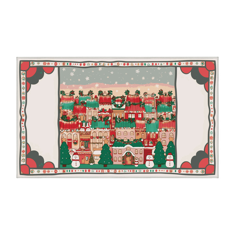 Christmas Winter Holiday Rug, Rectangle 5' x 7'