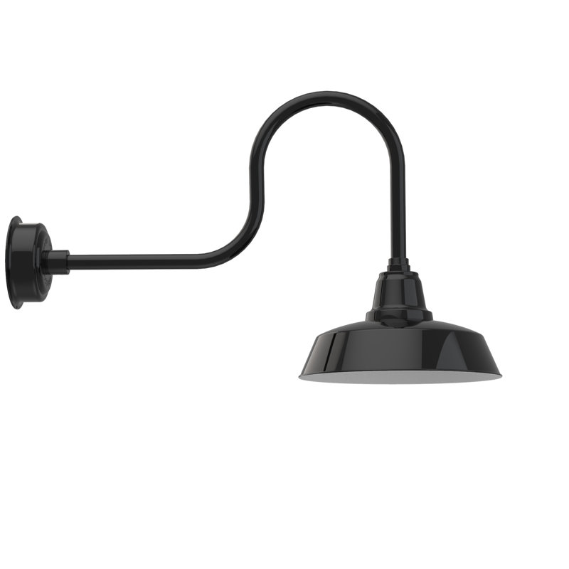 Luminaire de grange d’extérieur Vandervliet, Noir, H 22,87 po x l 14 po x P 38 po