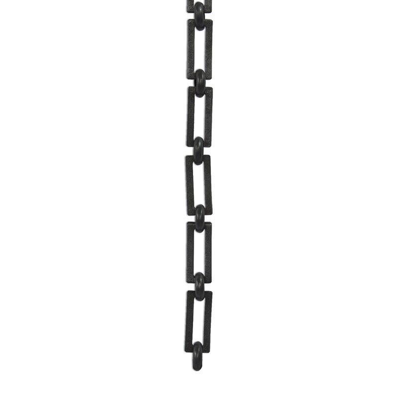 Chaîne décorative avec clé grecque et maillons non soudés, H 12 po x l 0,87 po x P 0,1 po, Noir bronzé huilé