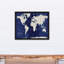 Carte du monde bleu marine encadrée sur toile-1962107074