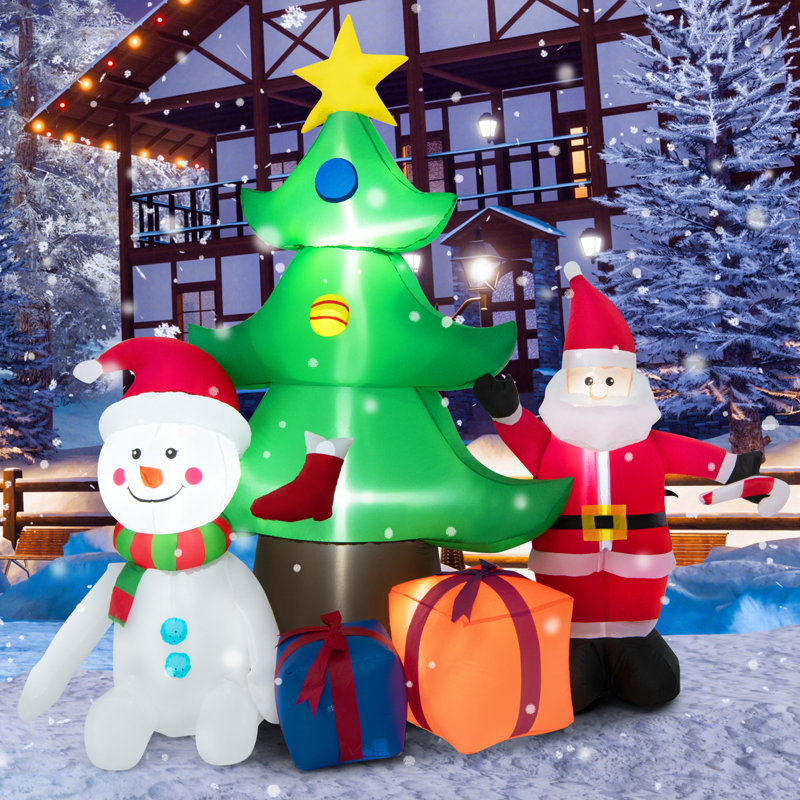 Weather Resistant Staked Christmas Santa Claus and Presents Inflatable Outdoor Decoration