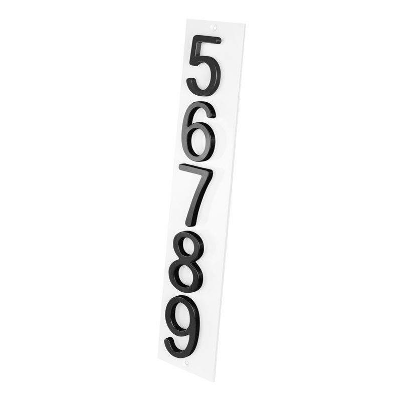 Plaque d'adresse verticale Amgo, Blanc, Noir, noir, noir, noir, Oui