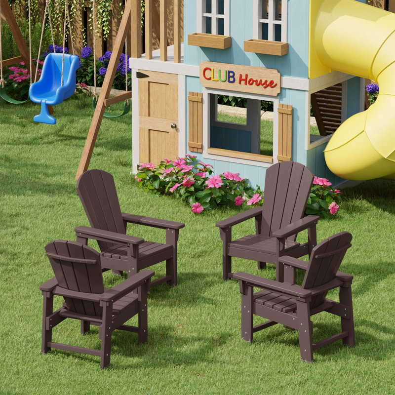 Laguna Kids Outdoor Poly Adirondack Chair ( Set Of 4), Dark Brown