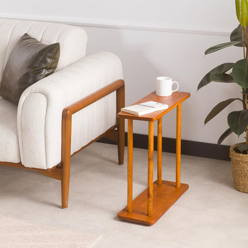 Rectangular Solid Wood Narrow Side Table, Chestnut