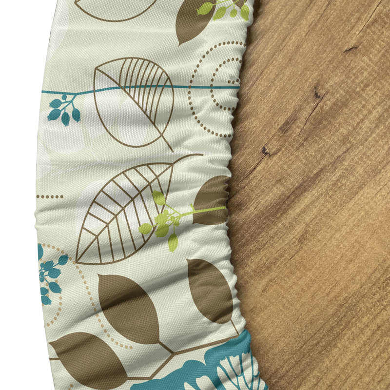 East Urban Home Abstract Fitted Round TableclTeal Green Brown 78469, 51.97" Round
