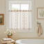 Rideaux de cuisine en lin beige à motifs floraux, 2 panneaux brodés, voilages, à pattes de fixation, passe-tringle, style champêtre, rustique, style café-1760274764