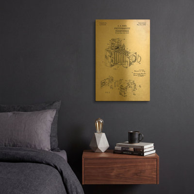 Art photographique mural en métal doré 12 po x 16 po «photographic viseur bleu parchemin» par LUXE