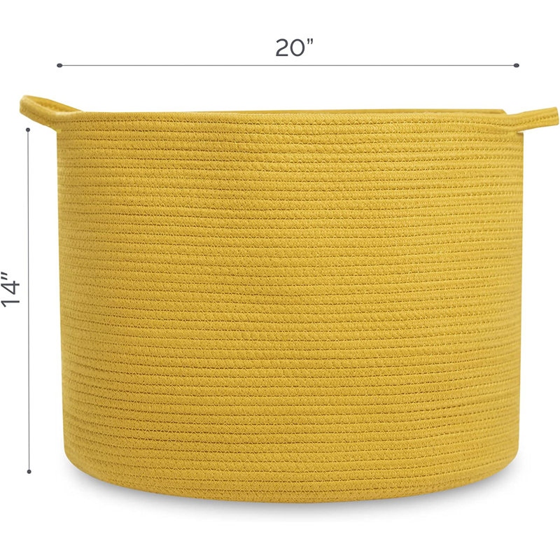 Laundry Cotton Basket, Yellow, 14" H x 20" W x 20" D