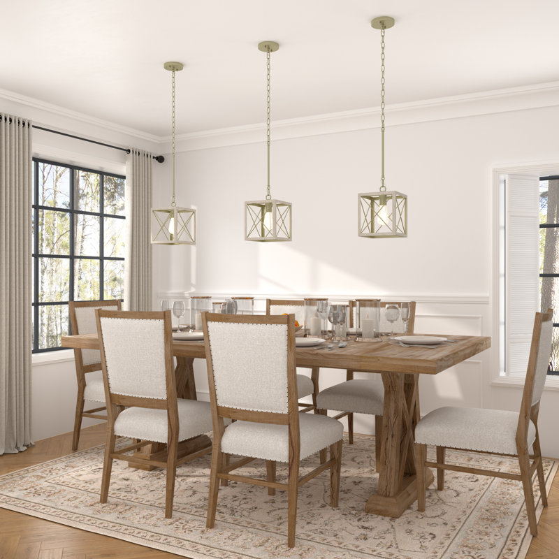 1 - Light Kitchen Lantern Square/Rectangle Pendant UL Certified, French Ash