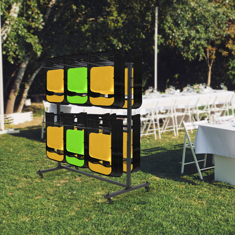 Chariot pliant robuste pour 84 chaises ou 42 chaises et 12 tables, chariot de rangement de capacité d'une capacité de 800 lb avec roulettes verrouillables, housse et sangles résistantes aux intempéries