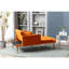 Chaise longue en velours avec coussins et coussin moelleux, réglable pour la chambre du salon (capitonnage décoratif orange, 3 niveaux, accoudoirs Living,-1416282339