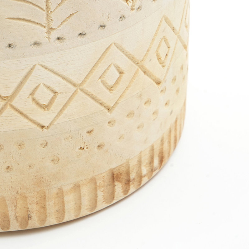 Vase en bois | Vase décoratif en bois fabriqué à la main pour la décoration intérieure | 7 x 11 po, Brun