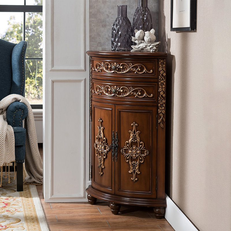 Armoire de coin multifonctionnelle de style américain, Brun