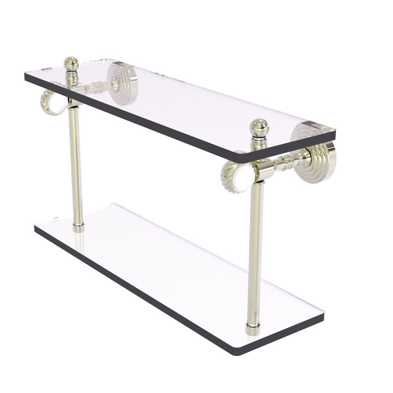Étagère à 2 niveaux Jarrell, H 5,12 po x l 16 po x p 9,3 po, Nickel poli