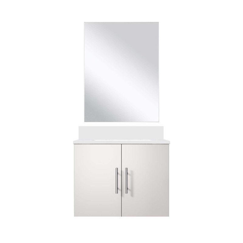 Charmant meuble-lavabo avec comptoir de qualité supérieure et miroir pour une salle de bain élégante, Blanc lustré