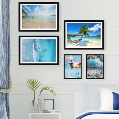 Stunning 5-Piece Decorative Framed MDF Painting Set | 100% MDF (Thickness: 0.8 in) & 100% Plastic Frames | Includes Two 9.4 x 11.4 in & Three 13.4 x 17.3 in Pieces | Perfect for Living Room, Bedroom, or Office Décor
